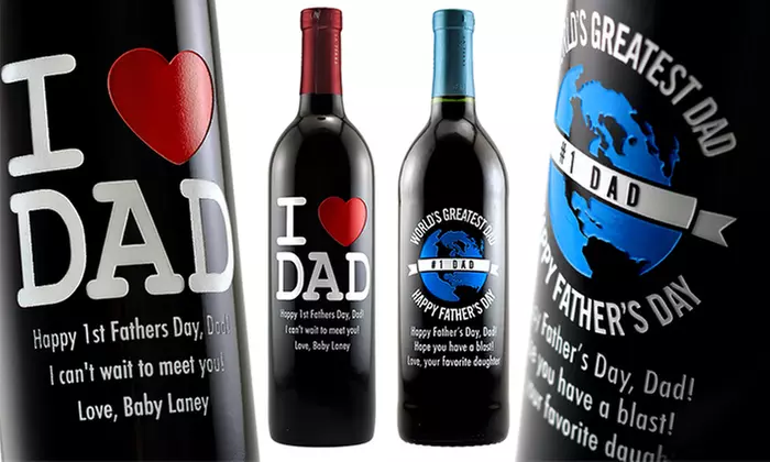 $39 for an I Heart Dad or World's Greatest Dad Etched Father's Day Wine Bottle from Etching Expressions ($94.95 Value) - Primary Image
