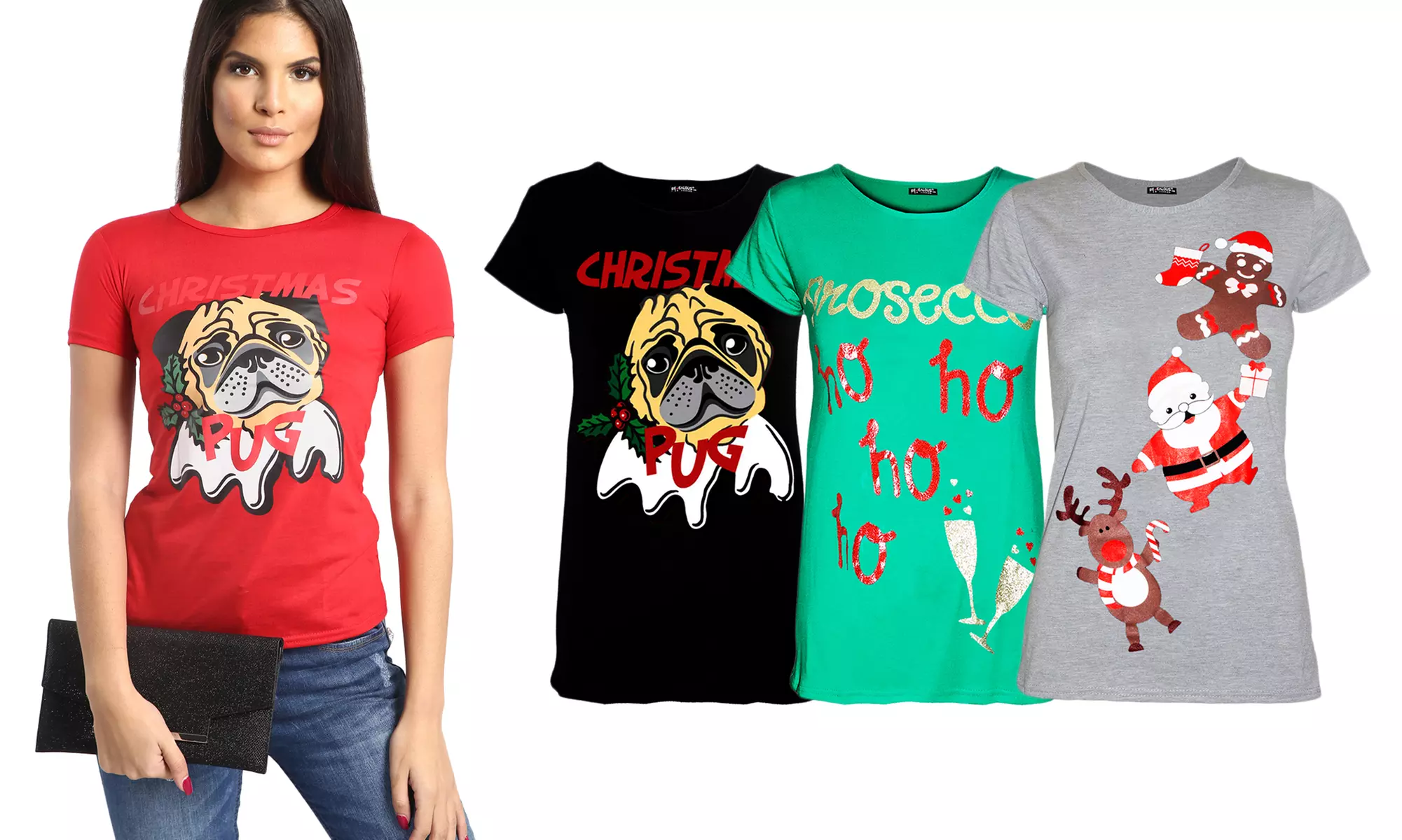 T-shirt avec différents imprimés au motif de Noel - Primary Image