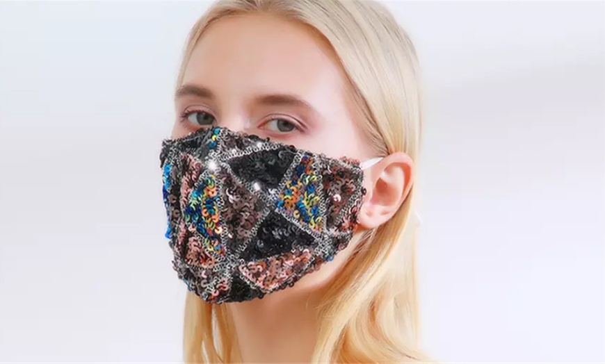 Image 5: One or Two Sequin Glitter Face Masks
