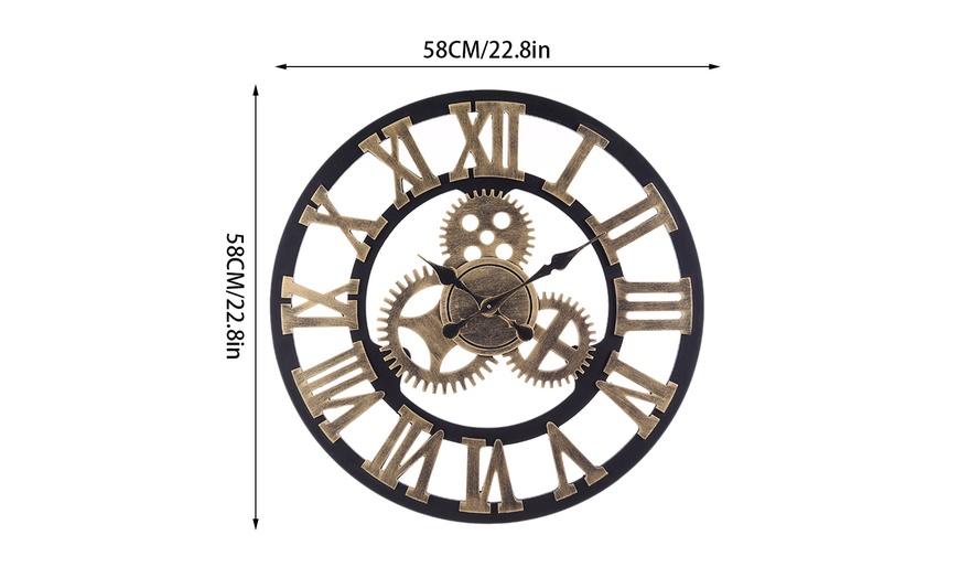 Image 9: Industrial Retro Style Silent Wall Clock 58cm