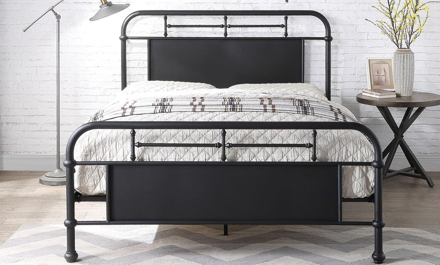 Image 2: Keston Industrial-Style Bed Frame