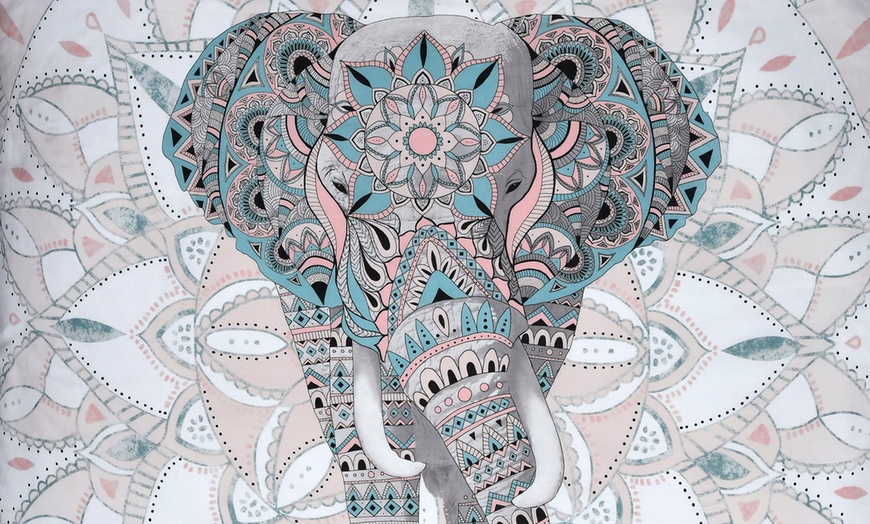 Image 6: Elephant Mandala Design Reversible Duvet Set