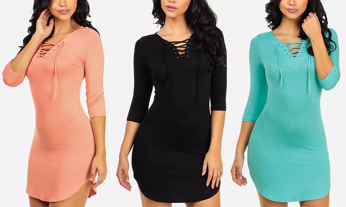 Women's Lace-Up Bodycon Dress | Groupon Goods