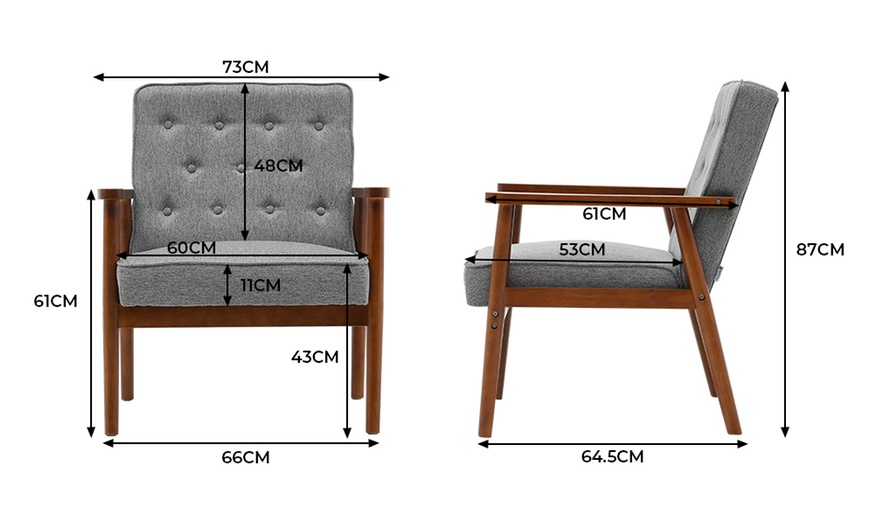 Image 12: Modern-Design Wood Frame Upholstered Lounge Chair