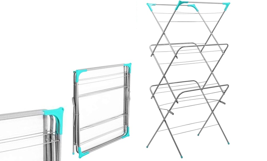 Image 4: 3-Tier Folding Clothes Airer