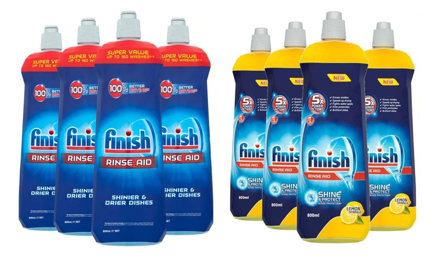 Image 1: Finish Dishwasher Rinse Aid Liquid Dishwasher 800ml Four-Pack