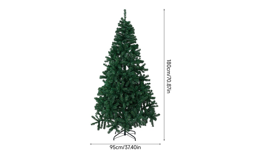 Image 5: Living And Home Green Artificial Christmas Tree with Metal Stand
