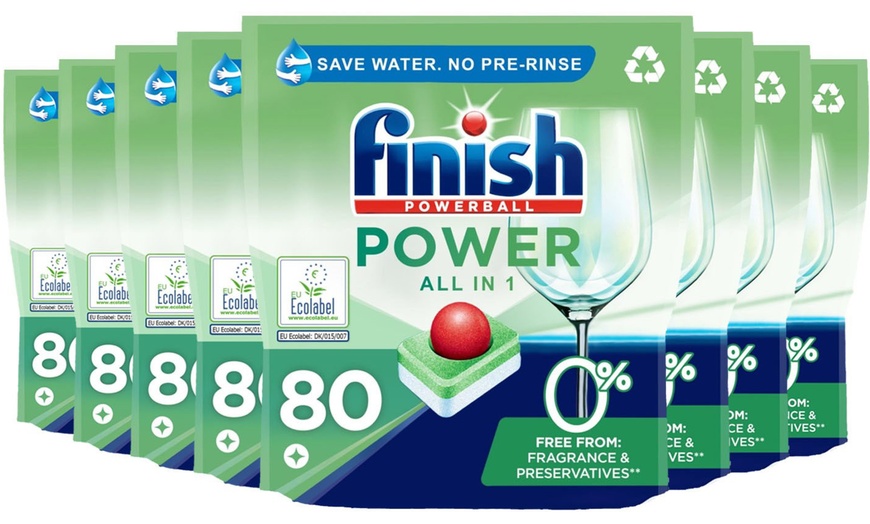 Image 3: Four or Eight Packs of Finish Powerball 0% Dishwasher Tablets