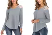 Lilly Posh Women's Long-Sleeve Lace Shoulder Waffle Top. Plus Sizes Available. - Image 3
