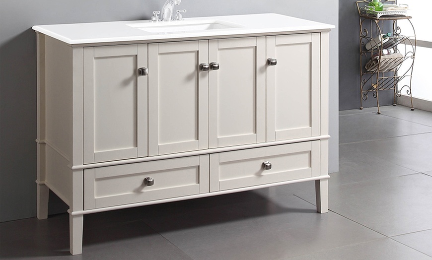 Simpli Home Bathroom Vanity In Soft White