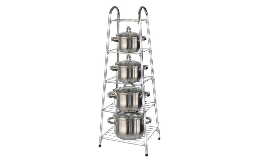 Image 1: Five-Tier Kitchen Pan Stand