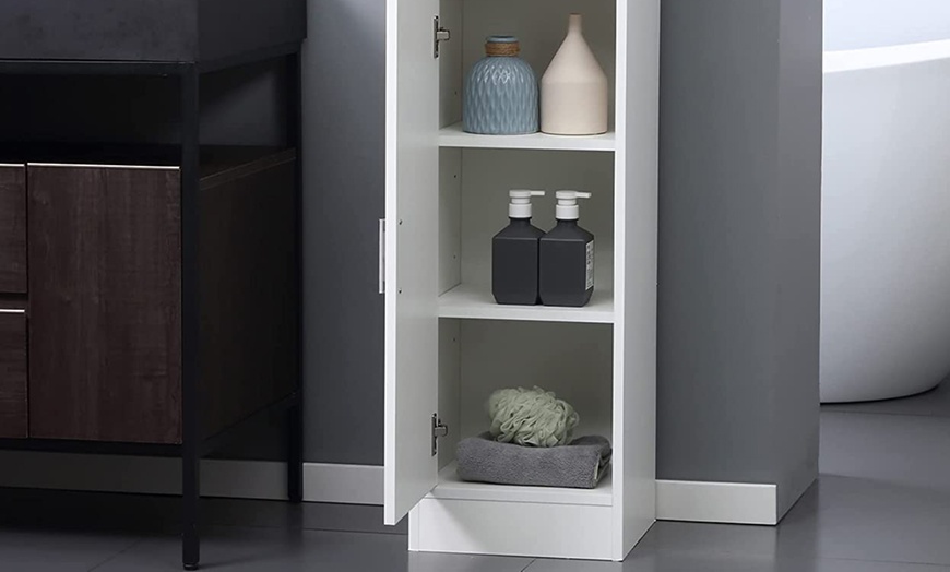 Image 10: HomCom Slim Tall Bathroom Cabinet