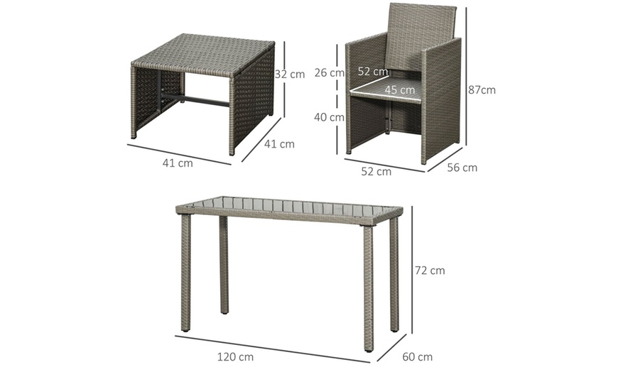 Image 3: Outsunny Five-Piece Rattan-Effect Dining Set