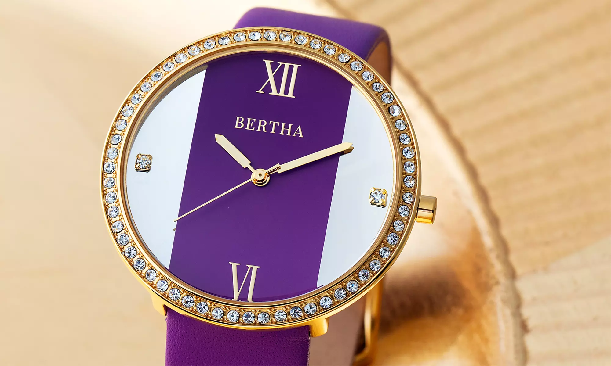 Bertha Women's Ingrid Mirrored Dial Genuine Leather Watch - Primary Image