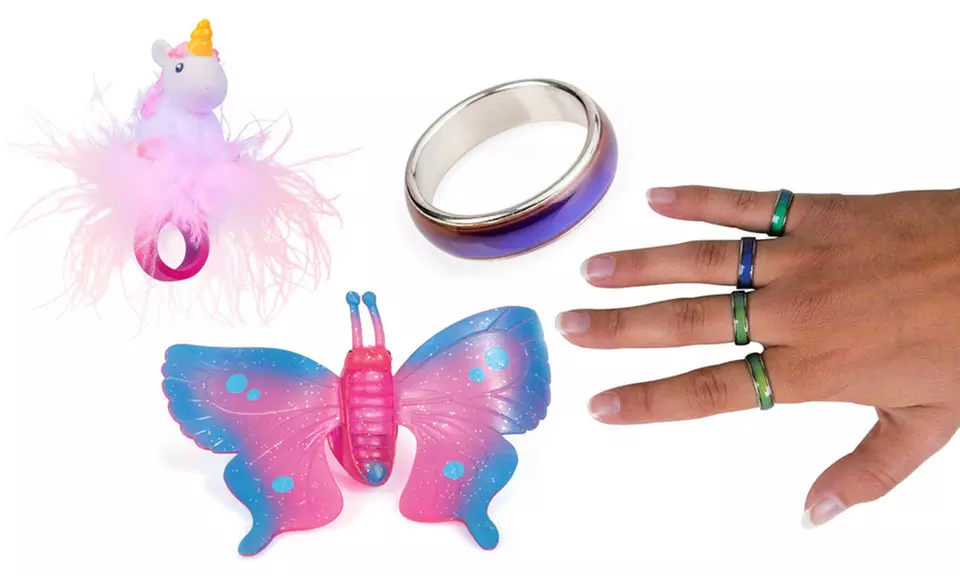 1, 2, 3 ou 6 bagues "papillon", "licorne" ou "humeur" de Tobar, pour enfant - Primary Image