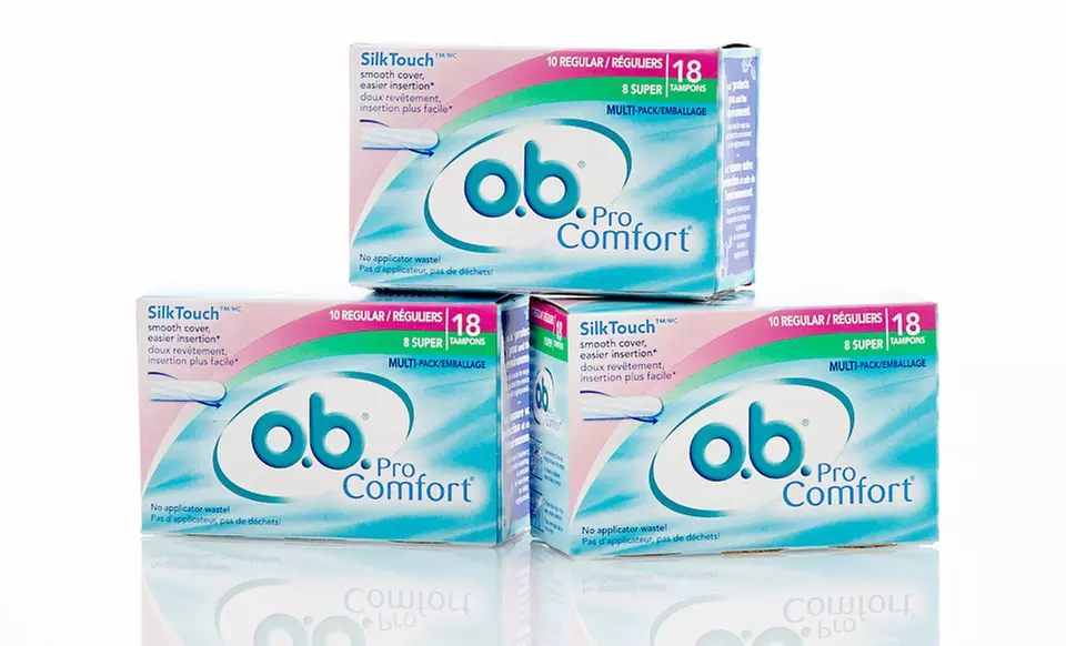 3-Pack of o.b. Pro Comfort Tampons, Kotex Lightdays Unscented Pantiliners, or Poise Ultimate Absorbency Pads - Primary Image