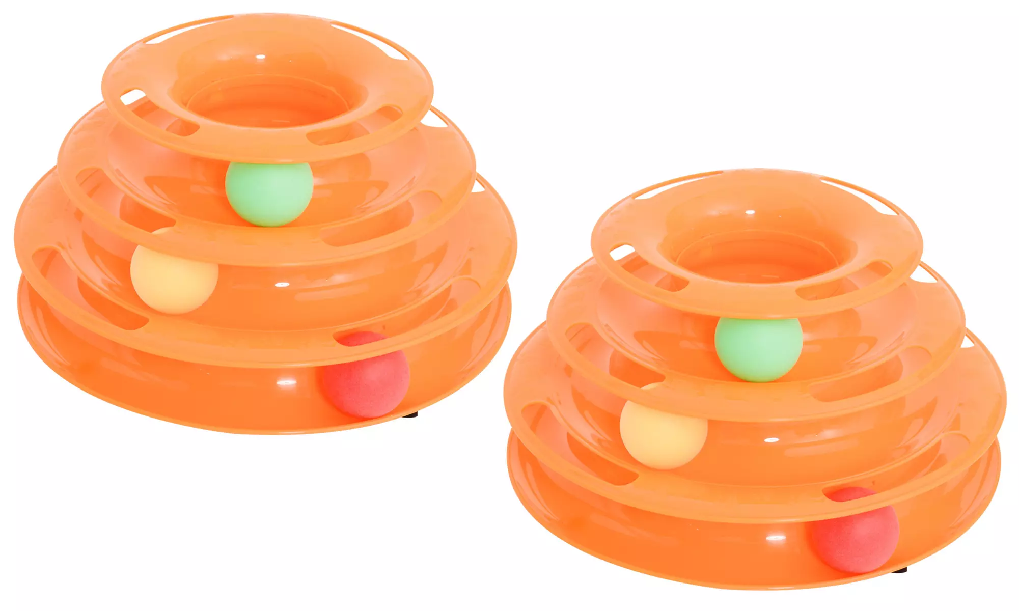 1 ou 2 jouets interactifs Tower Tracks à 3 niveaux et 3 balles pour chat - Second Medium