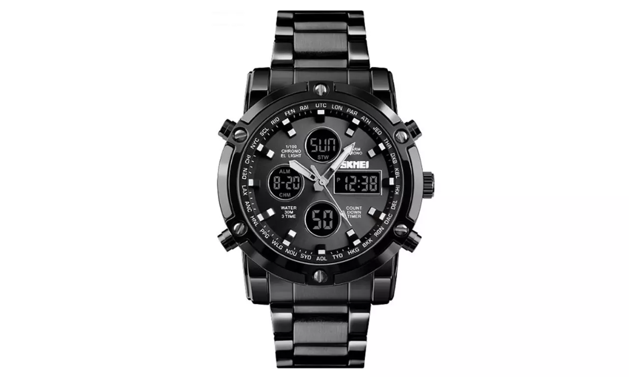 Multifunktionale Herren-Armbanduhr in Schwarz oder Silber/Blau - Image 4