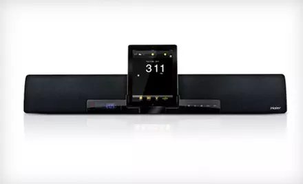 $59 for a Haier 2.0 Channel 32” Soundbar Speaker System with iPod/iPad/iPhone Dock ($149.99 List Price). Free Shipping. - Primary Image