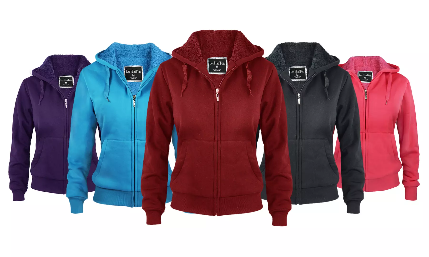 LeeHanton Women's Sherpa-Lined Fleece Hoodie with Zipper - Primary Image
