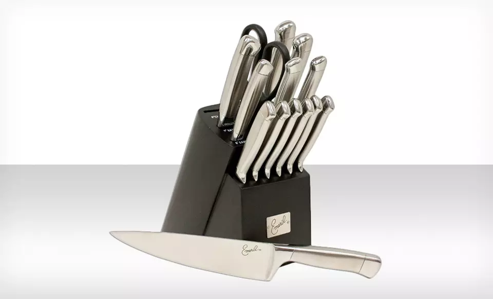 $59.99 for an Emeril 15-Piece Stainless Steel Knife Set with Block ($130 List Price). Free Shipping and Returns. - Primary Image