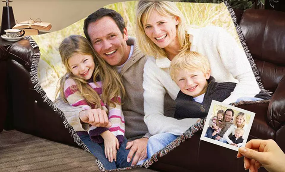 $49.99 for a Custom 71"x53" Woven Photo Blanket from PhotoWeavers ($128 List Price). Free Shipping. - Primary Image