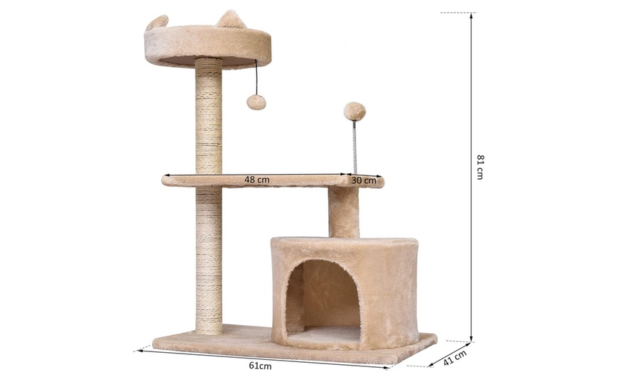 Image 10: Pawhut Three-Tiered Cat Tree