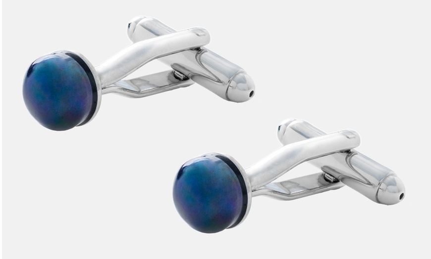 Image 2: Men's Pearl Cufflinks