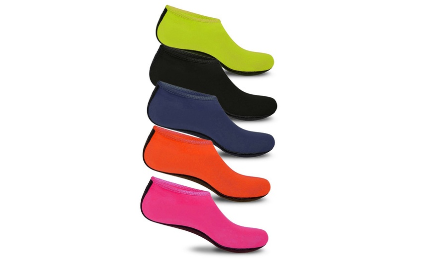 Image 1: 2 Pack Water Shoes Barefoot Quick-Dry Aqua Yoga Socks Slip-On Beach Swim Surf
