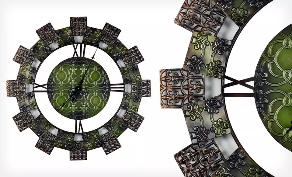 $47.99 for an Elements 30-Inch Roman-Numeral Metal Patchwork Clock ($113.98 List Price). Free Shipping and Free Returns. - Primary Image