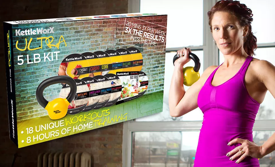 KettleWorX Ultra 5, 10, or 15 Lb. Kettlebell with DVDs and Eating eGuide (Up to 55% Off). Free Shipping and Returns. - Primary Image