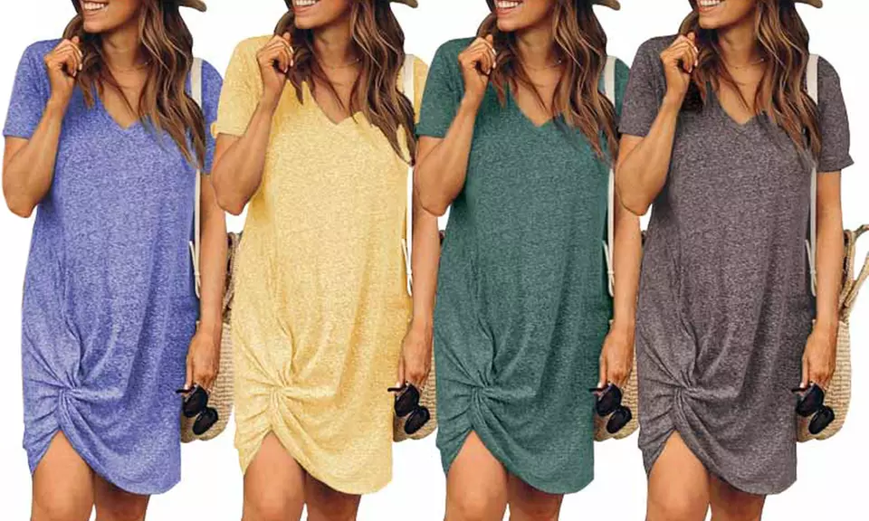 Robe nouée à col rond pour femme - Primary Image