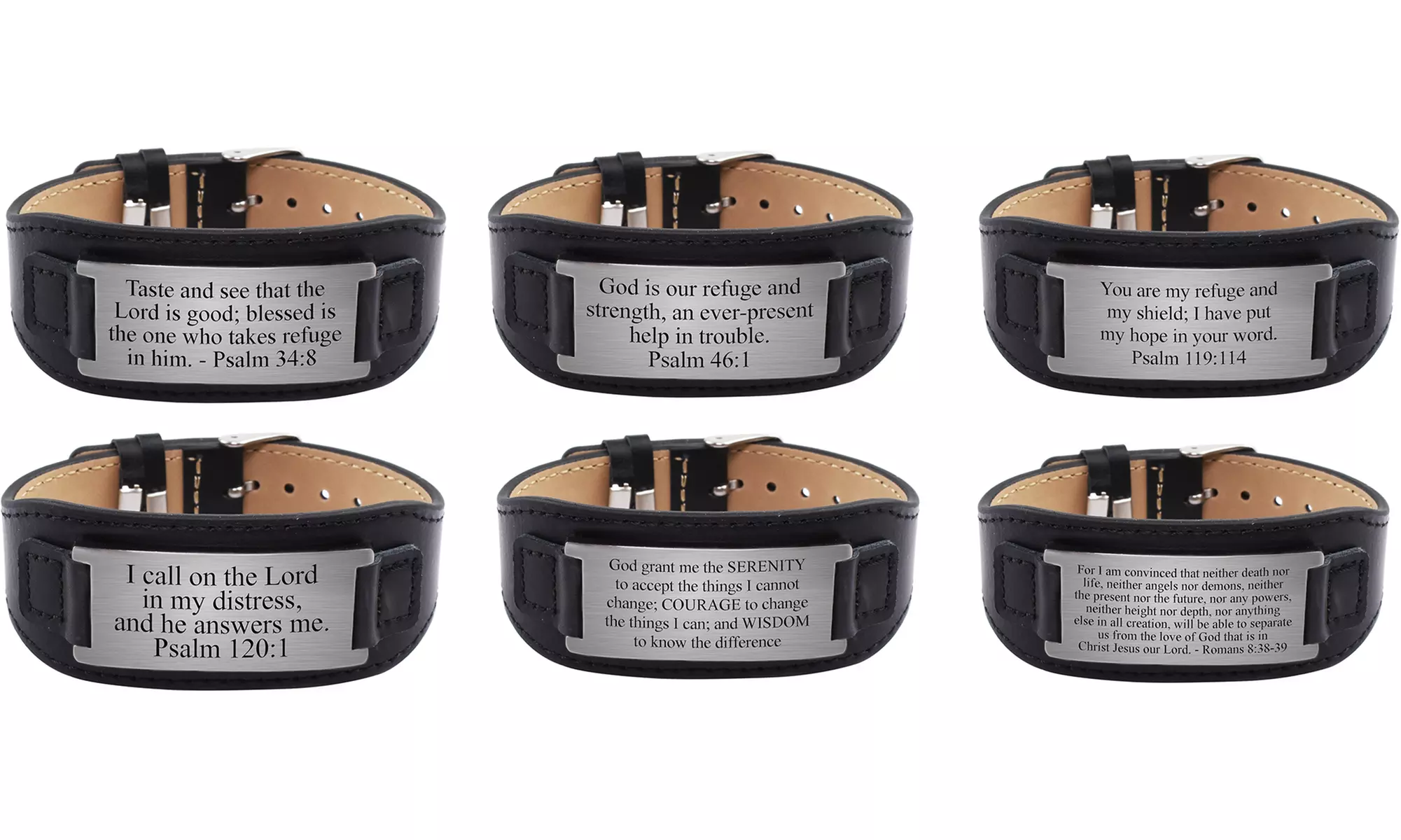 Men's Genuine Leather Scripture Bracelet by Pink Box - Primary Image
