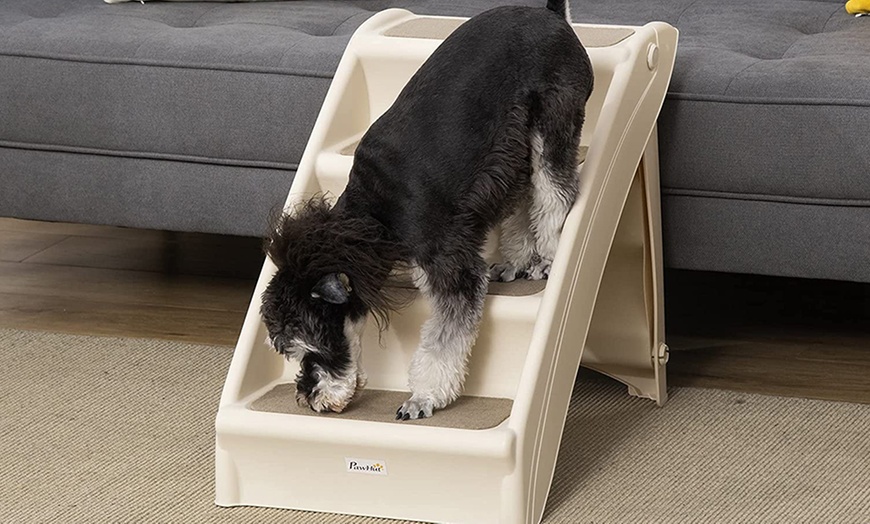 Image 1: PawHut Foldable Pet Stairs