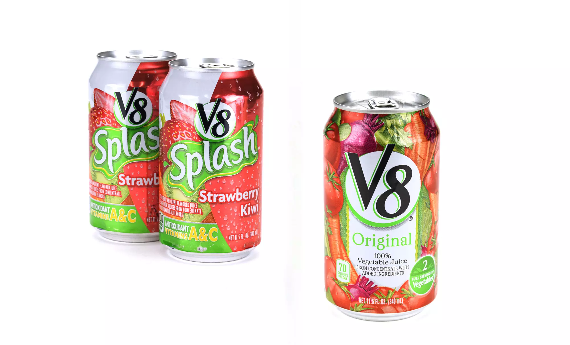 V8 Original Vegetable Juice or Splash Strawberry Kiwi; 24-Pack of 11.5 Oz. Cans + 5% Back in Groupon Bucks - Primary Image