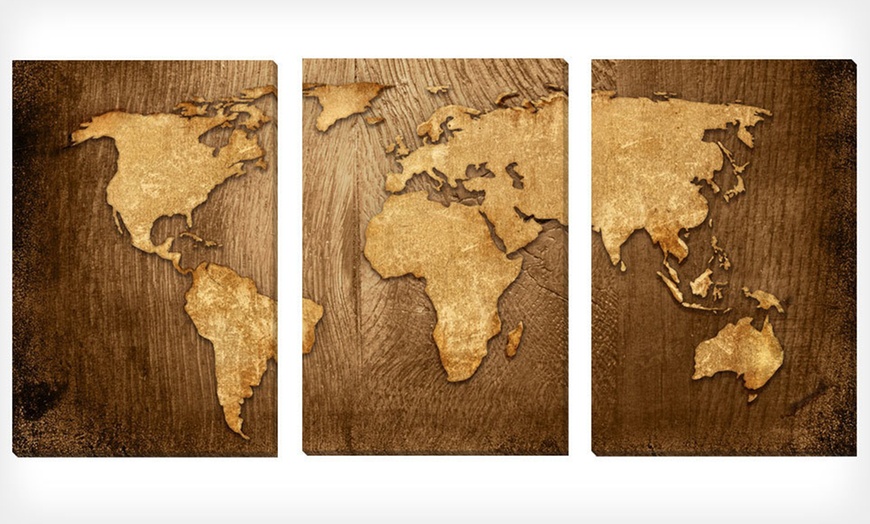 Triptych World Map 