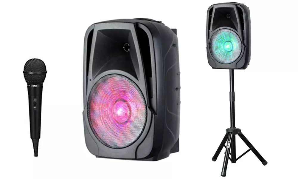 QFX 12" Bluetooth Party Speaker with Stand and Microphone - Primary Image