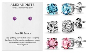  Birthstone Earrings with Crystals from Swarovski® With Free Delivery 