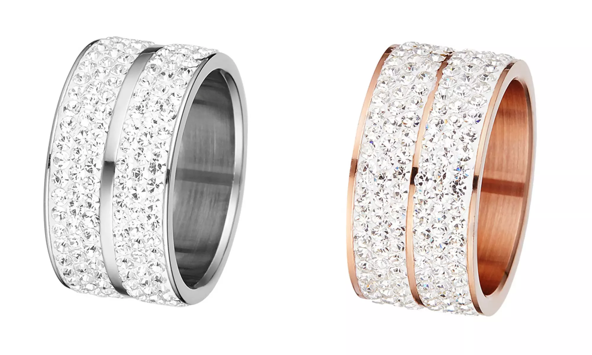 1x oder 2x Damen-Ring „Elodie“ mit böhmischen Kristallen