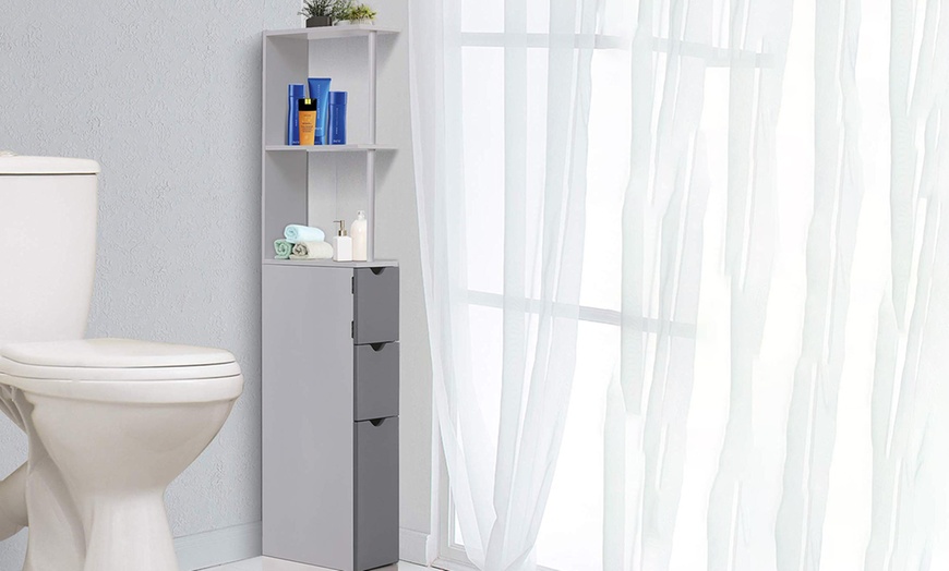 Image 5: HomCom Tall Bathroom Cabinet