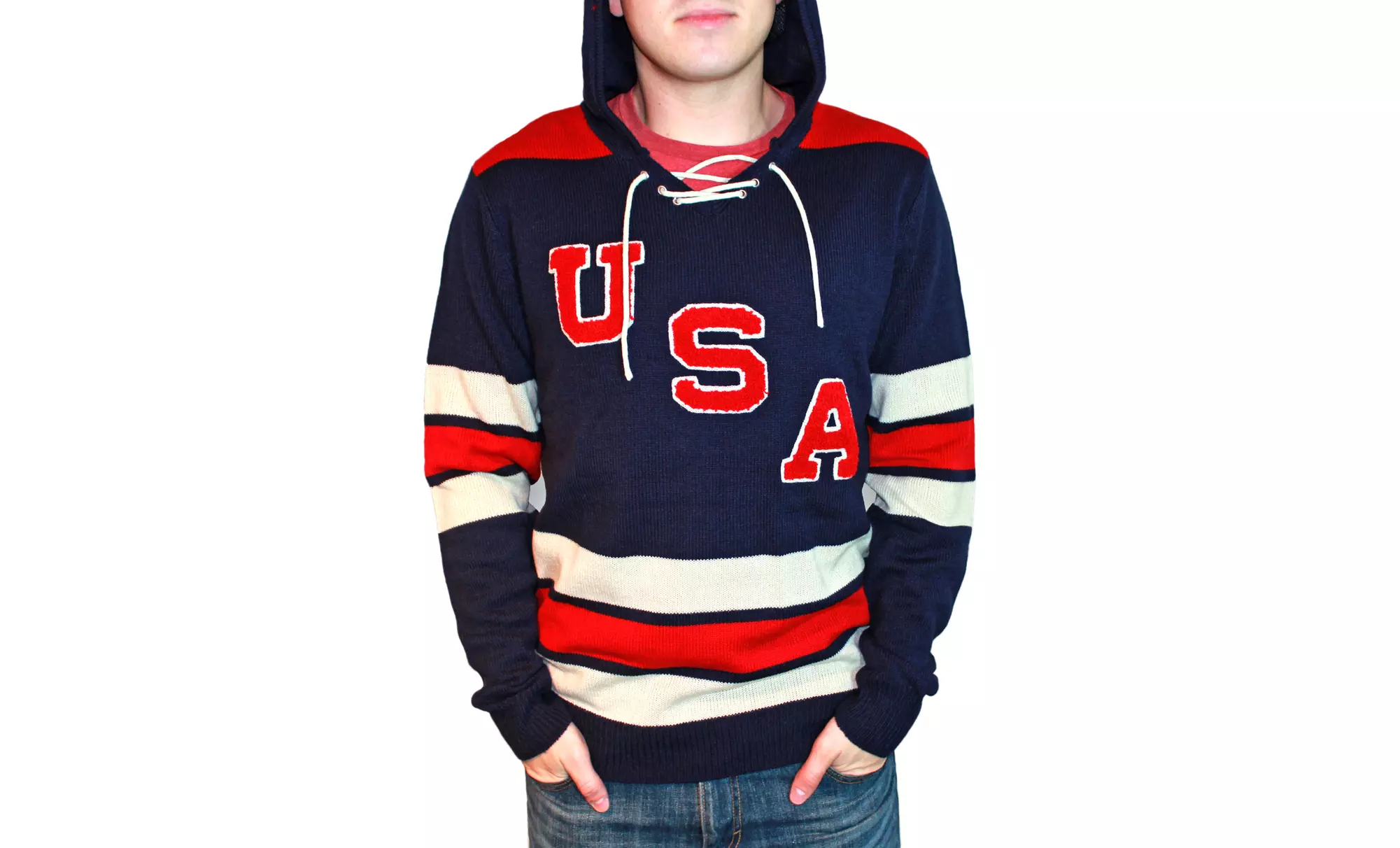 Men's Vintage Style USA Hockey Sweater - Primary Image