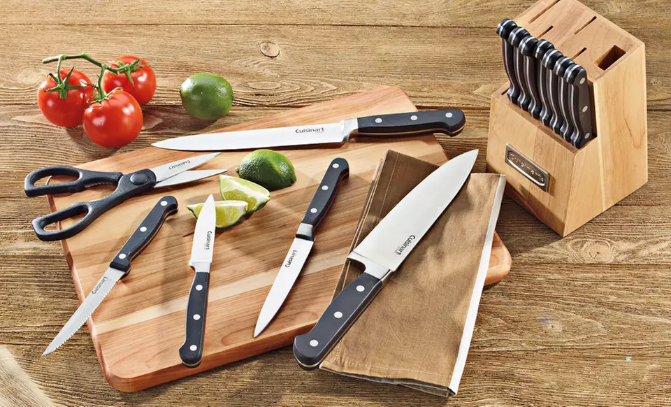 Cuisinart Advantage Forged Triple Rivet 14-Piece Black Cutlery Set and Block - Primary Image