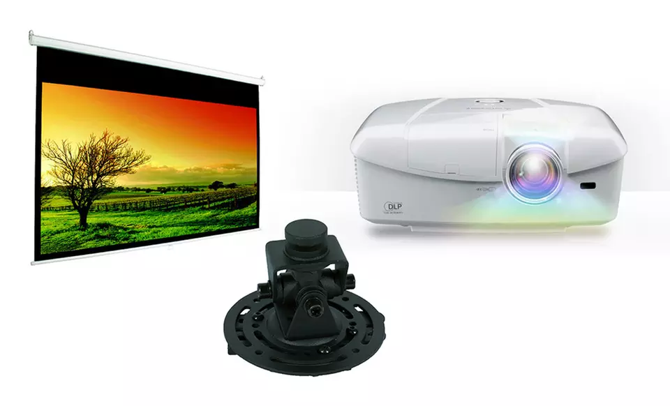 Mitsubishi 1080p 3D DLP Home-Theater Projector with Optional 106" Screen and Projector Mount. Free Returns. - Primary Image