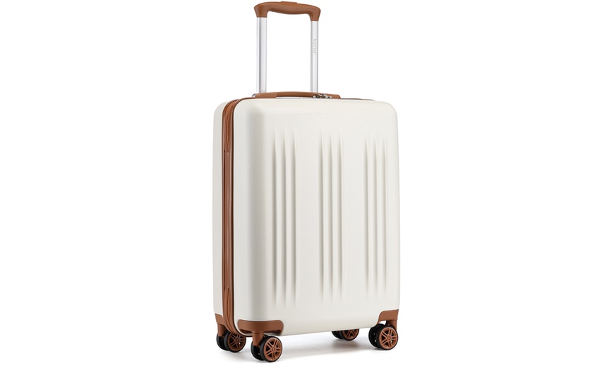 Image 16: Five-Piece Striped Expandable ABS+PC 20", 24'' and 28'' Suitcase 