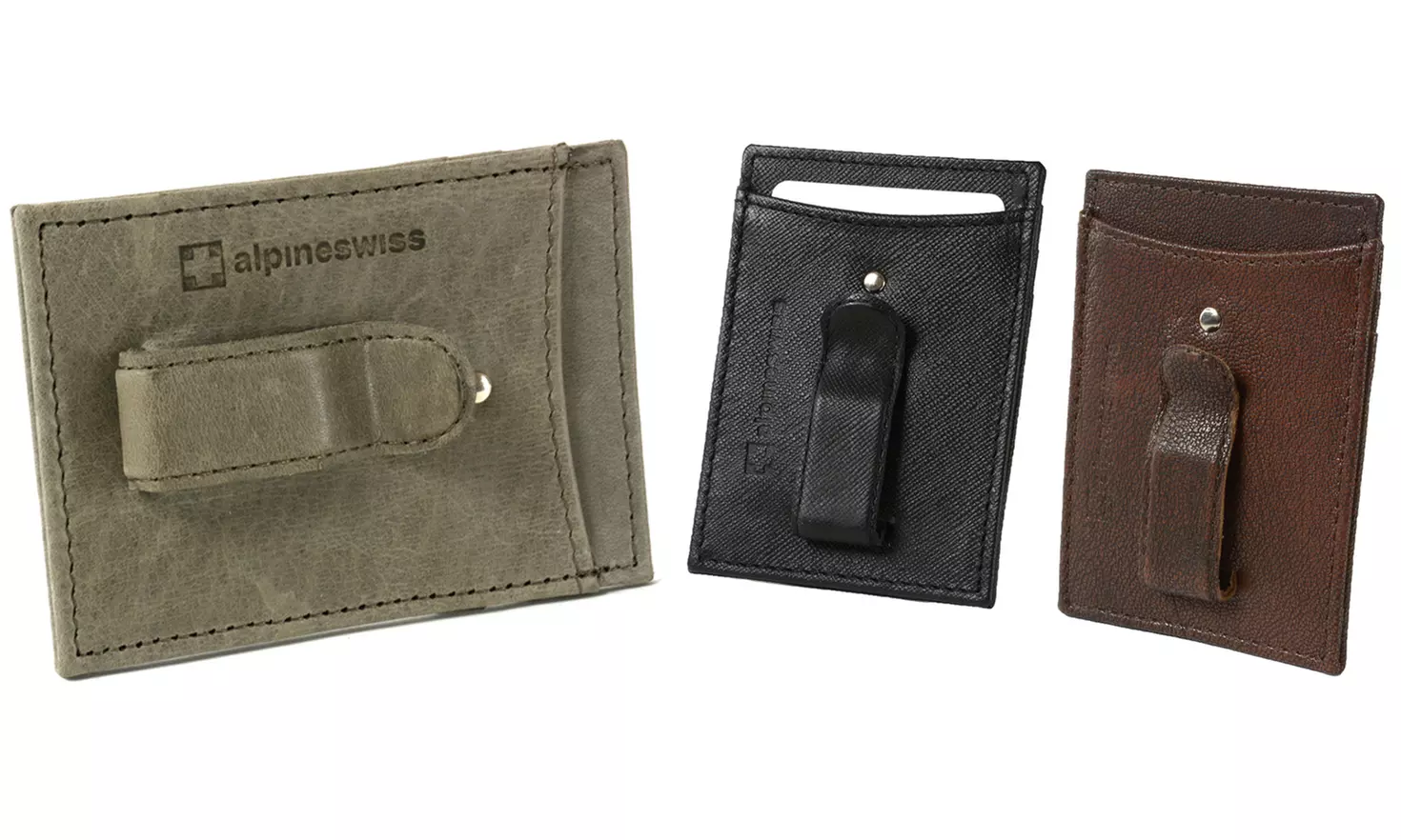 Alpine Swiss Leather Trifold, Money Clip, or Cash Strap Wallet - Primary Image