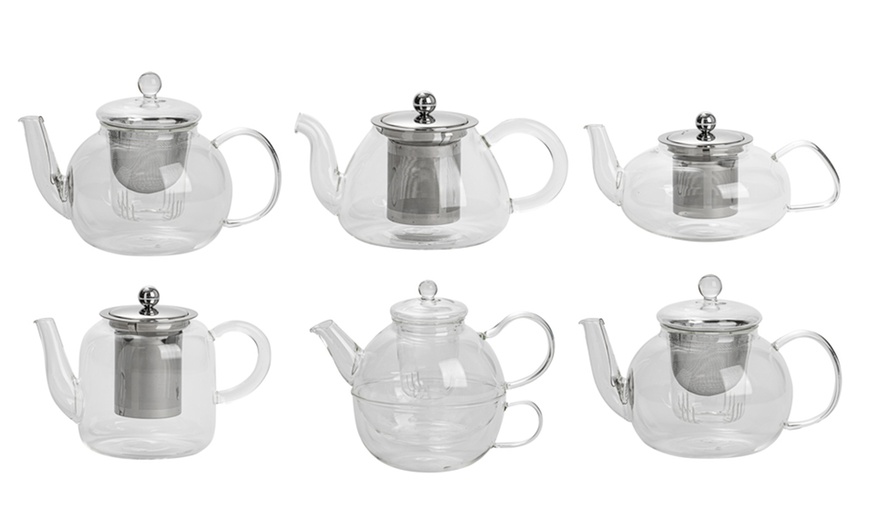 Image 1: Transparent Design Stainless Steel Infusion Chamber Teapot