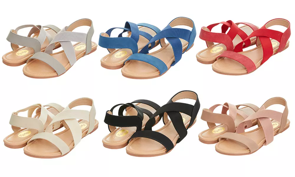 Floopi Women's Summer Criss-Cross Slingback Elastic Strap Flat Sandals - Primary Image