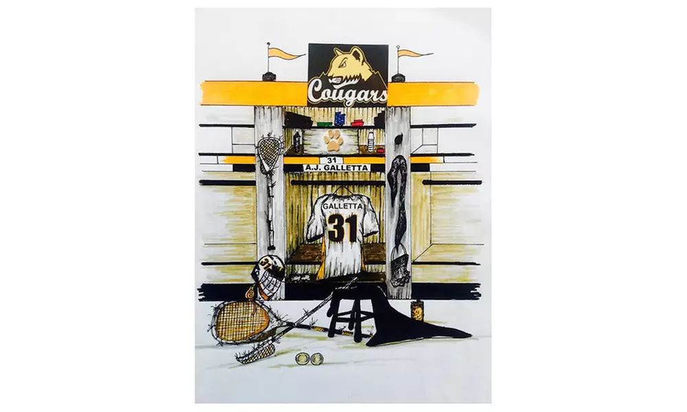 16"x20" Personalized Drawing of One or Two Sports Jerseys in a Locker Room from Locker Room Art (Up to 44% Off) - Primary Image