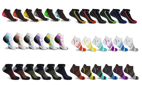XTF Ankle-Length Compression Socks Collection Small/Medium Assorted / V-Striped