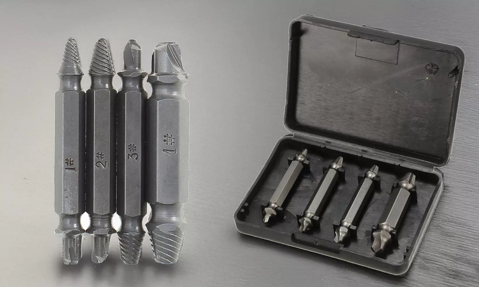 Double-Sided Damaged Screw Extractors with Storage Case (5-Piece)